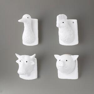 Vintage White Ceramic Farm Animals Wall Hook